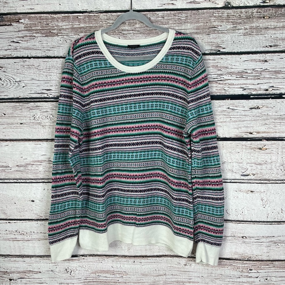 TALBOTS Colorful‎ Fair Isle Sweater Women’s XL Pullover Very Soft Nylon & Wool